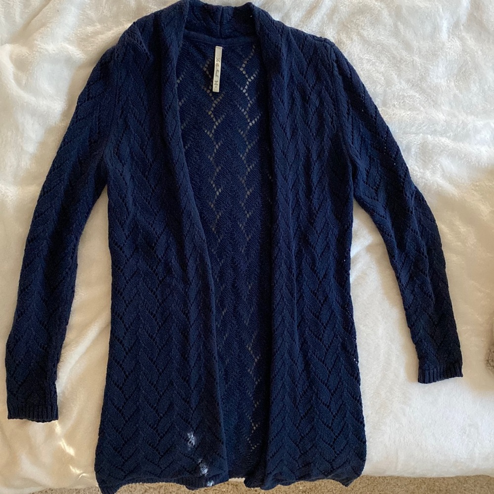 Long open knit cardigan